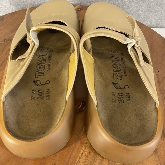 🤎 Birkenstock Tatami Womens 37 / 6 Tan Leather Bow Clogs 🤎 - Picture 8 of 12